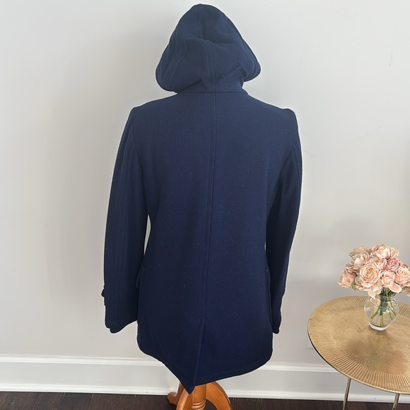 American Eagle Outfitters Wool blend hooded toggle coat navy M - Picture 4 of 7